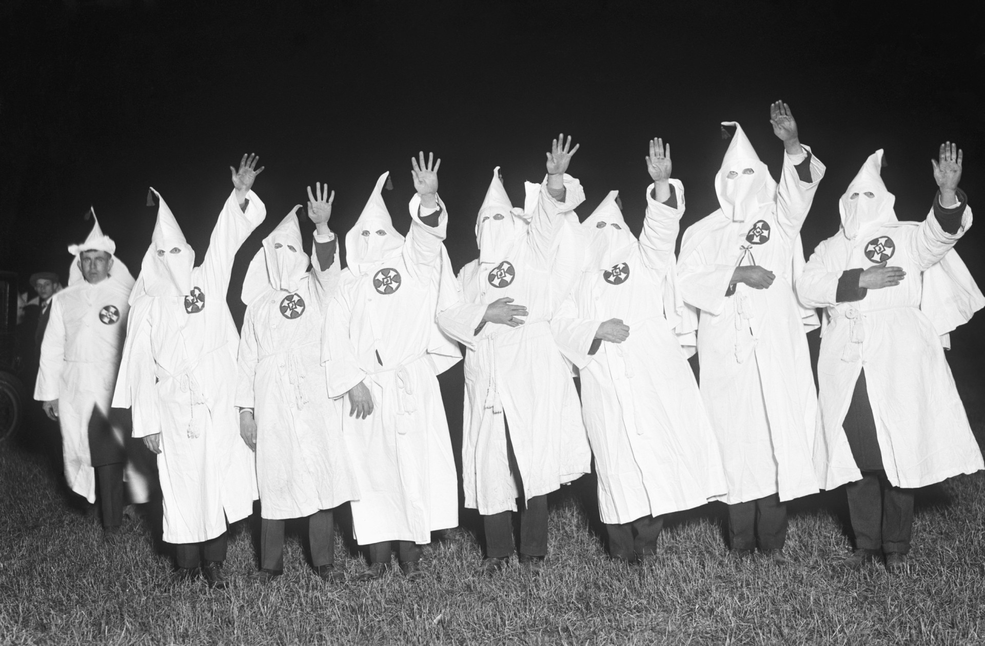 1948 Photograph: Former Slaves Flanked by Klansmen with Radio