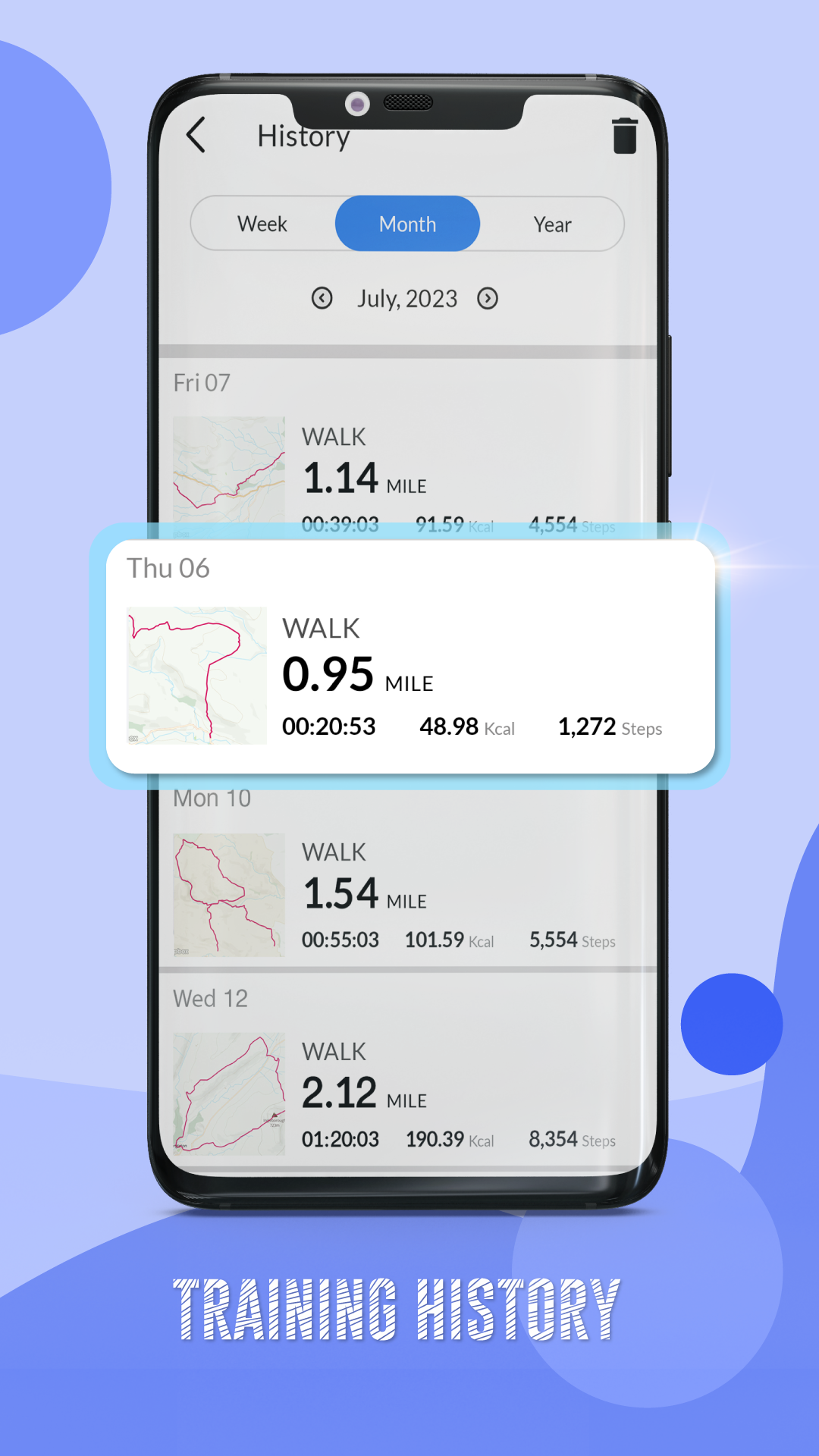 pedometer tracking steps screen
