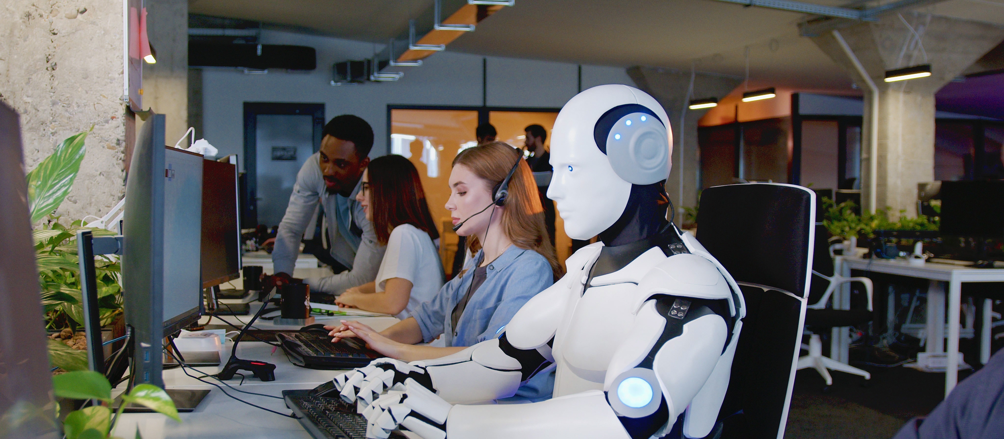 AI robot desk white-collar