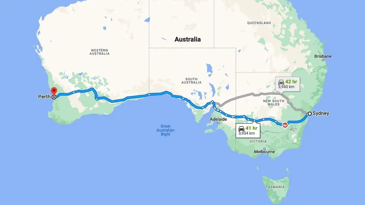 Sydney to Perth drive