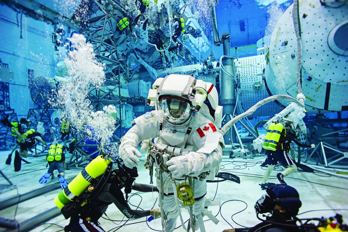 Astronaut training underwater