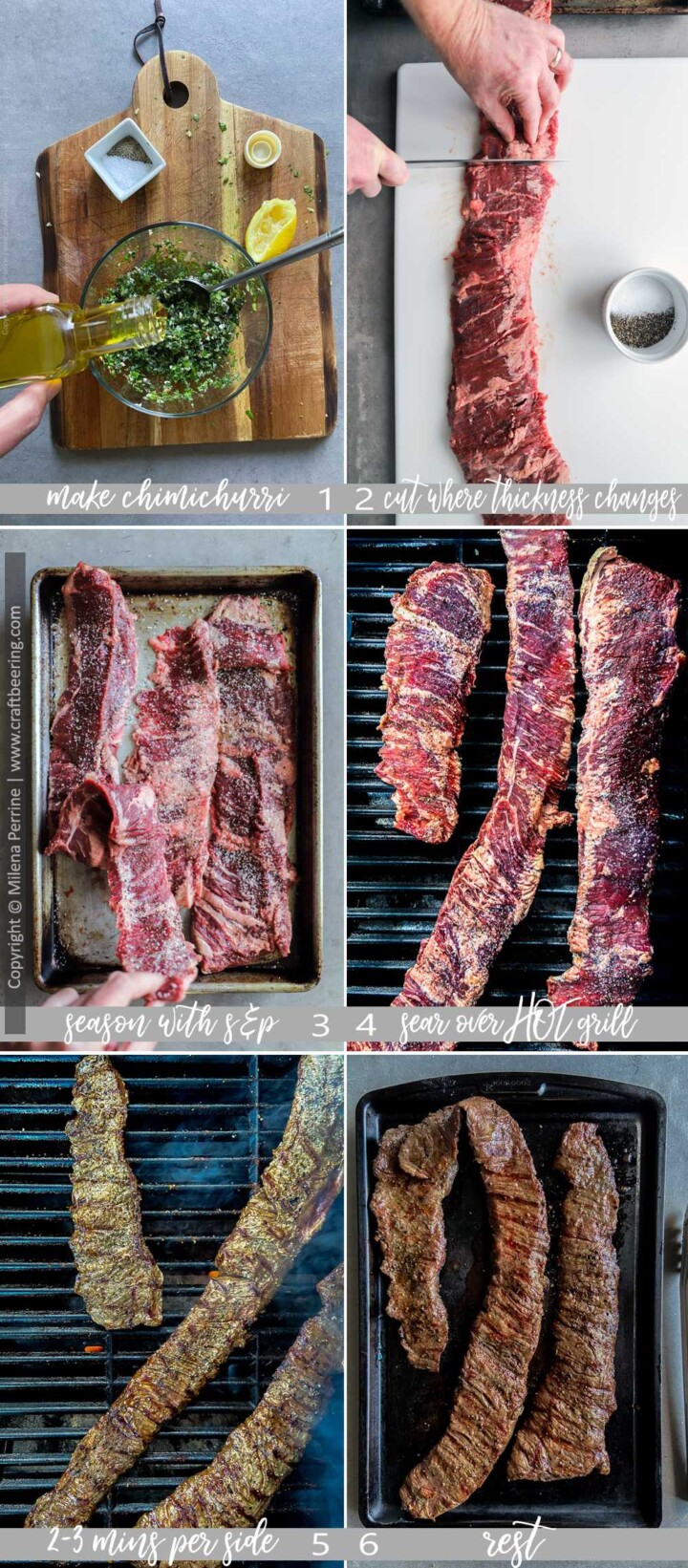 Entraña skirt steak grilling