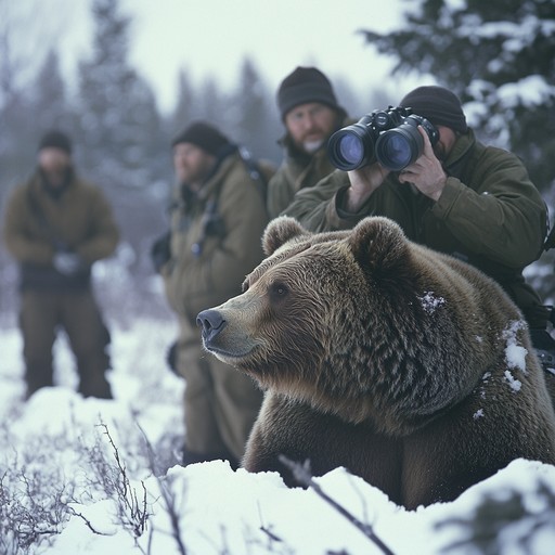 Wildlife researcher bear observation