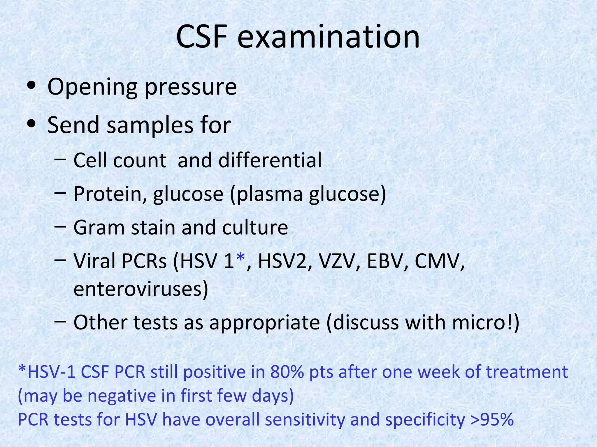 PCR testing CSF sample