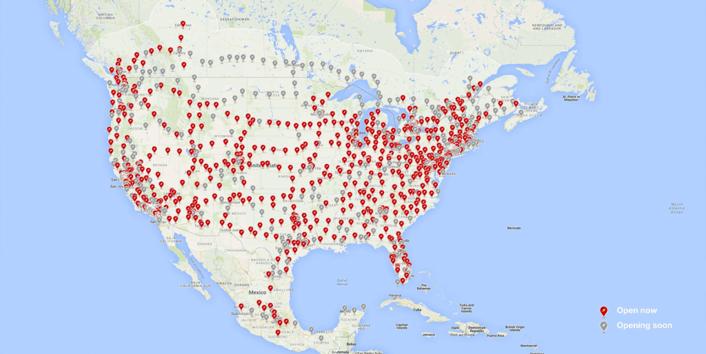 Tesla Supercharger network coverage