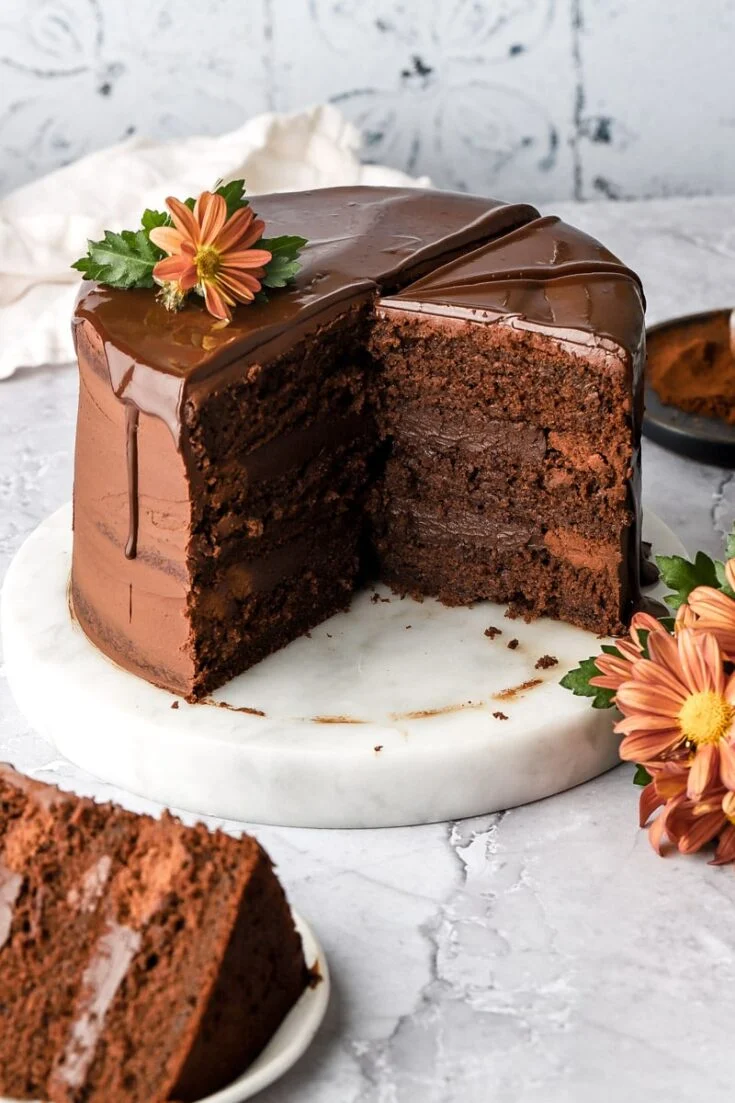 Chocolate ganache topping cake