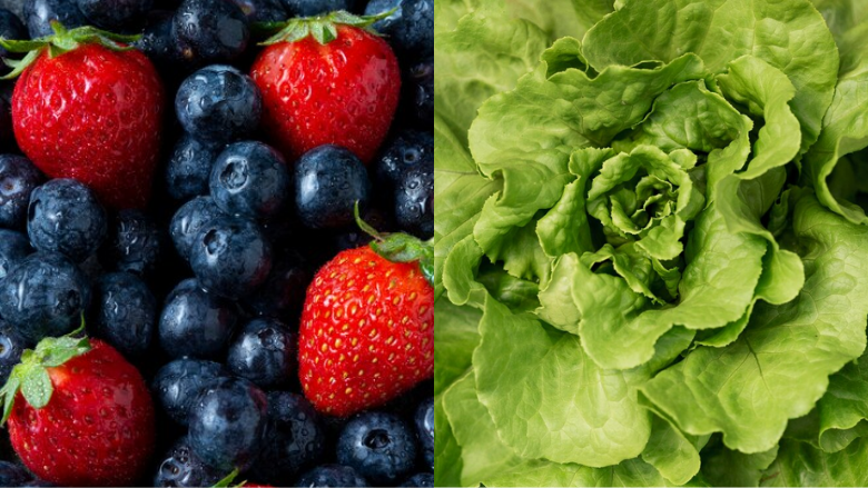 leafy greens berries