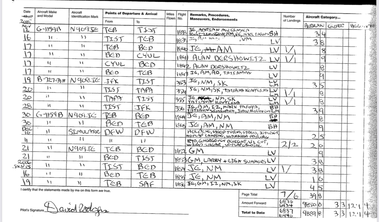flight logs Epstein investigation