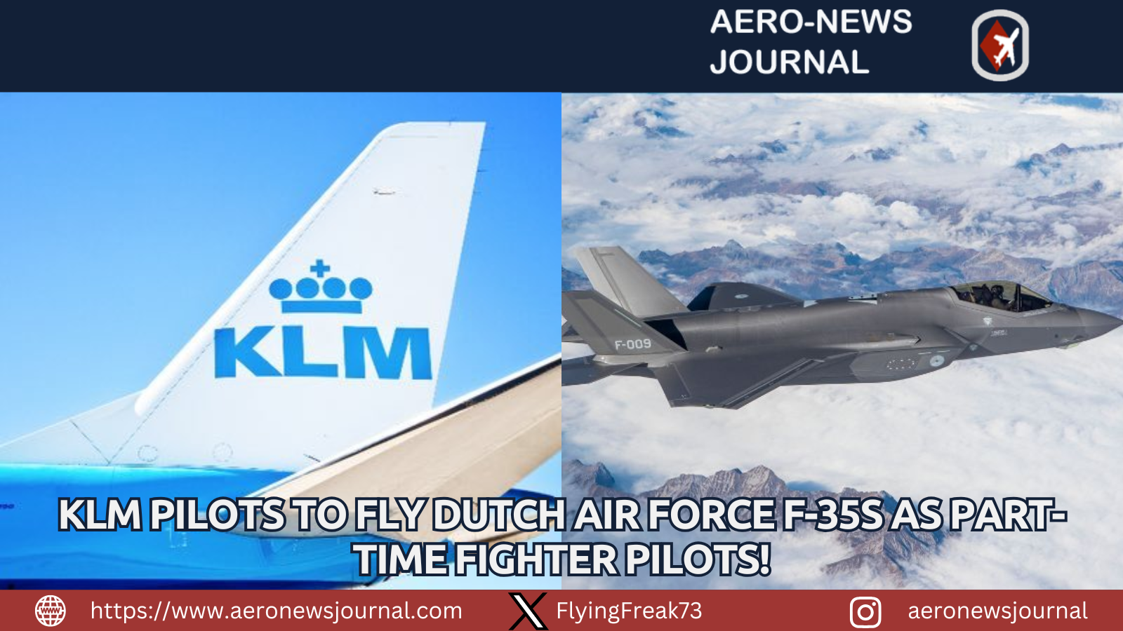 F-35 fighter jet formation with KLM