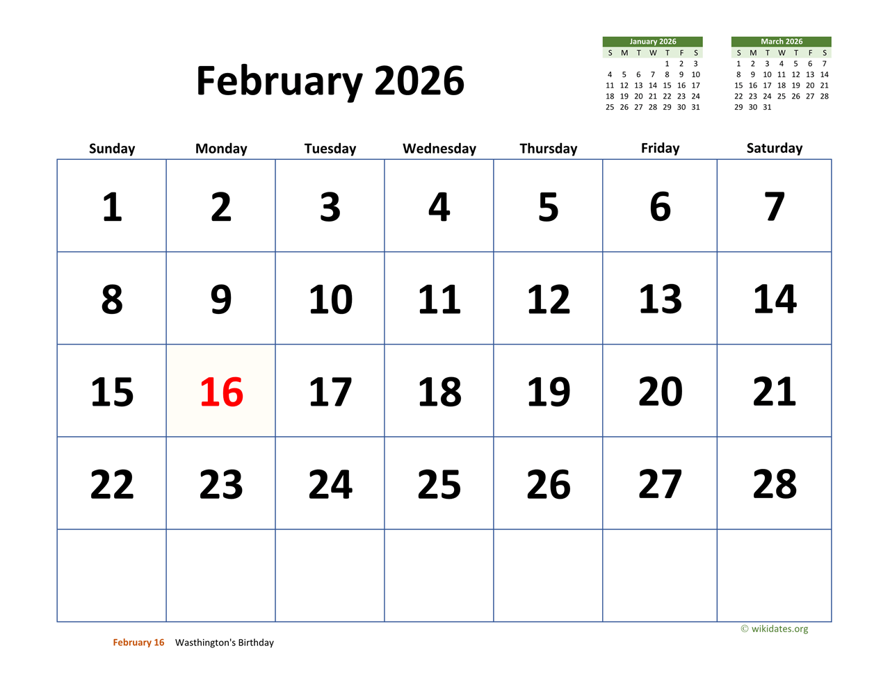 February 20 2026 calendar