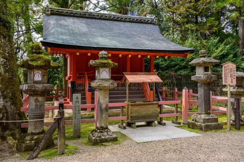 Japanese forest shrine offerings