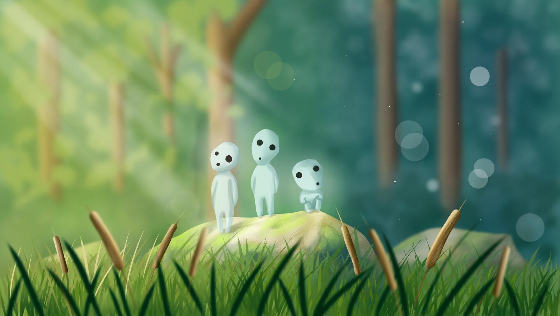 kodama spirits in forest