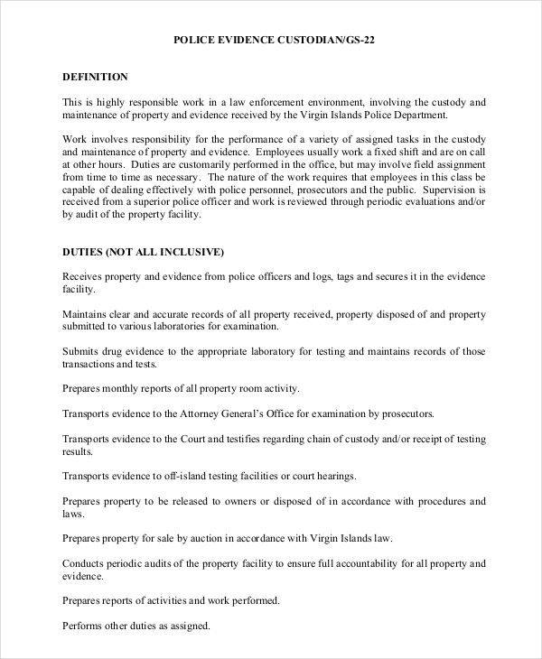 police evidence report