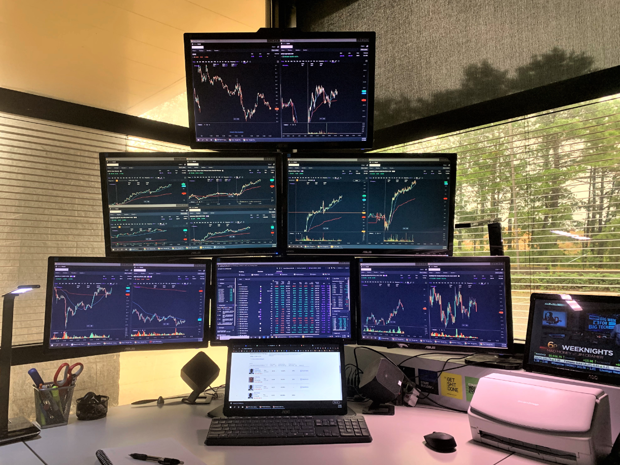 trading desk computer setup