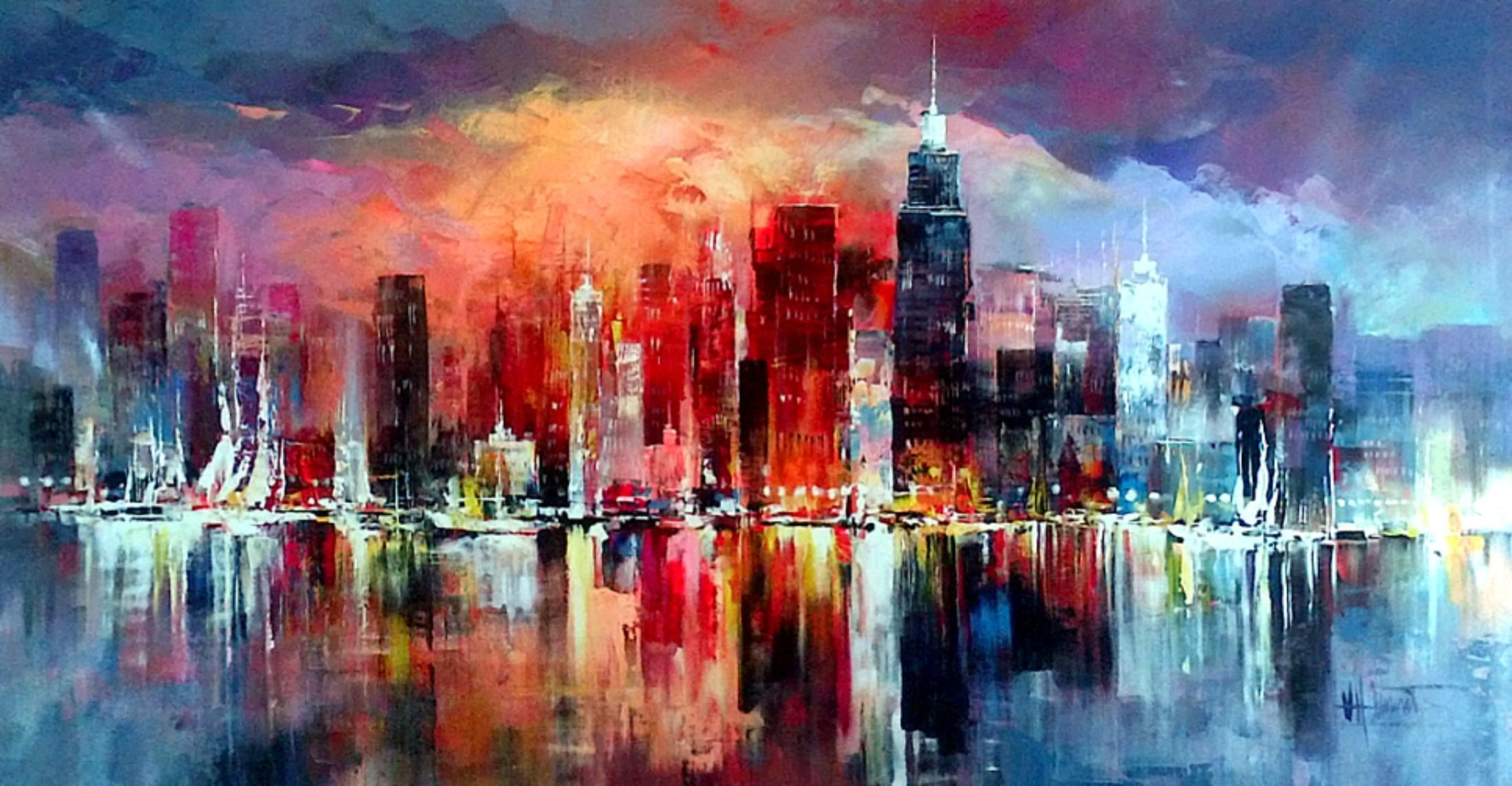 Urban skyline street art