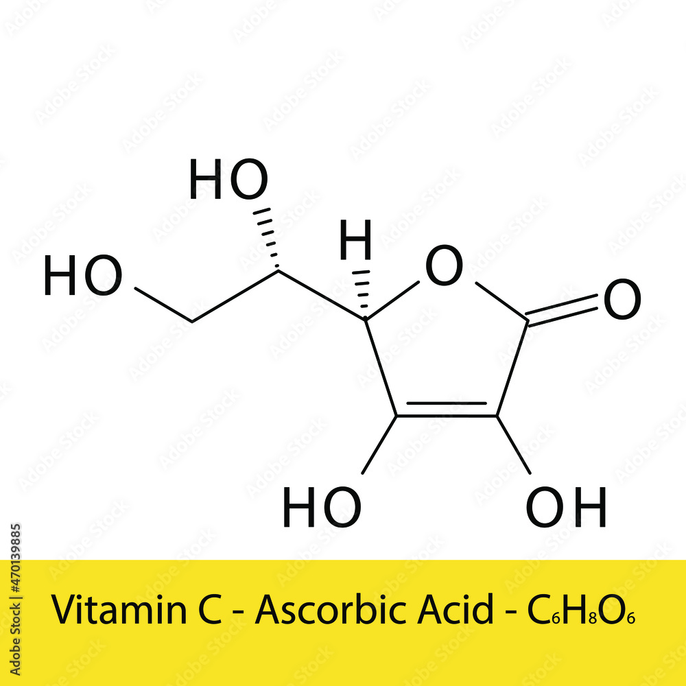 Chemical structure of vitamin C (ascorbic acid)
