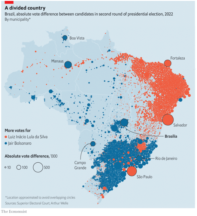 Brazil electoral map from the 2022 election