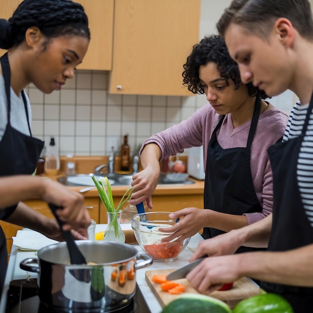 student cooking in dorm room