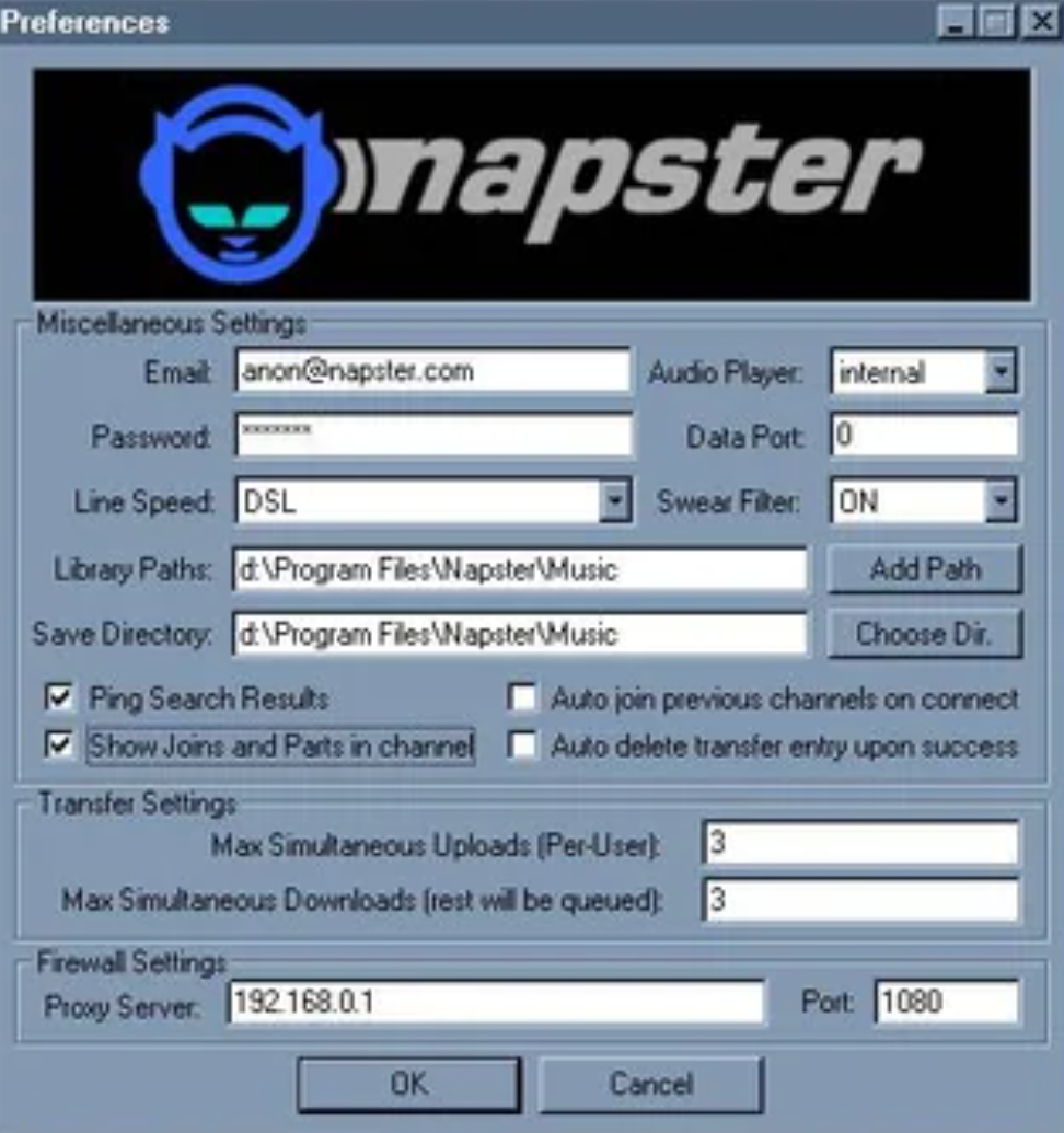 Napster interface 2000