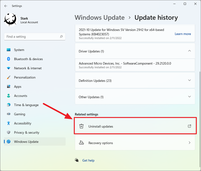 Windows 11 update rollback