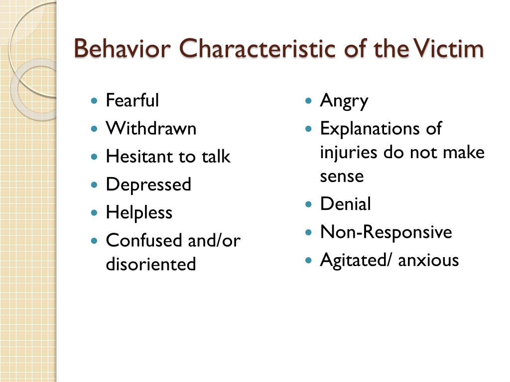 victims behavior fearful glances