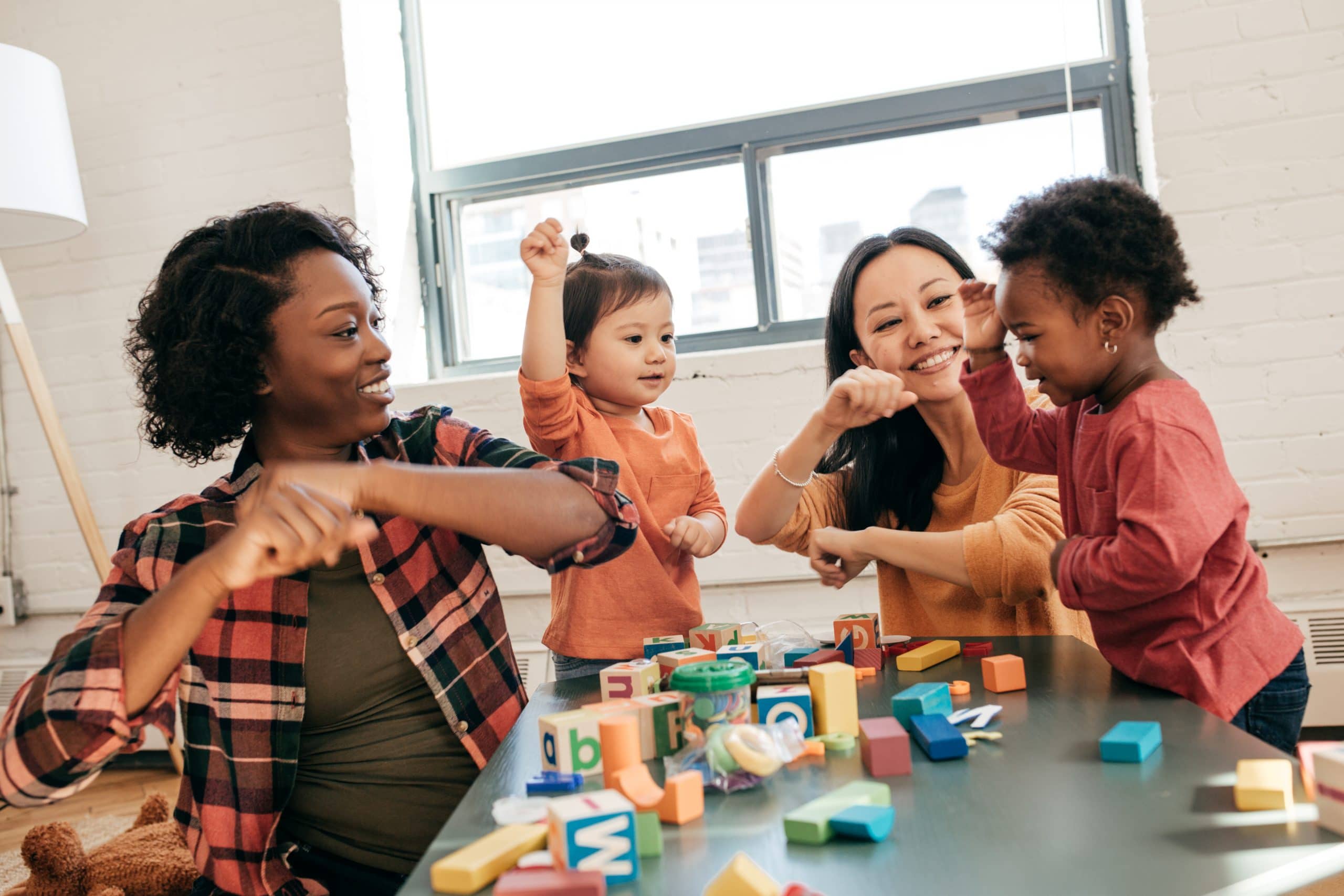 multicultural family playdate diverse