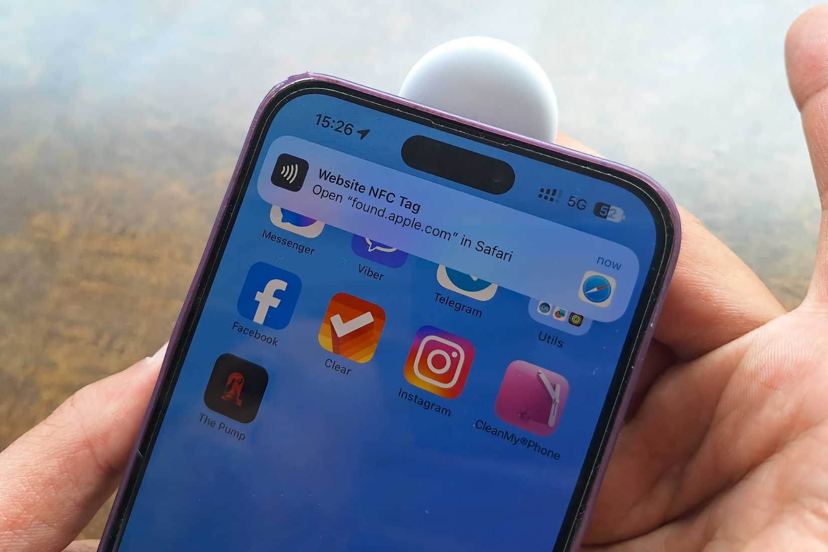 NFC scanning AirTag with phone