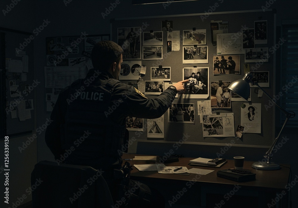 police officer examining tracker evidence