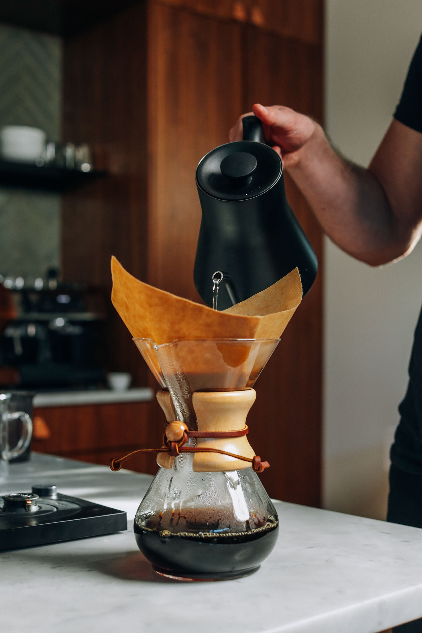 coffee pour-over brewing