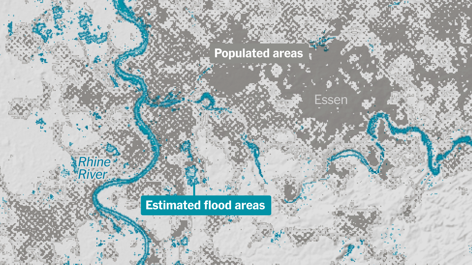Europe flooded coastlines map