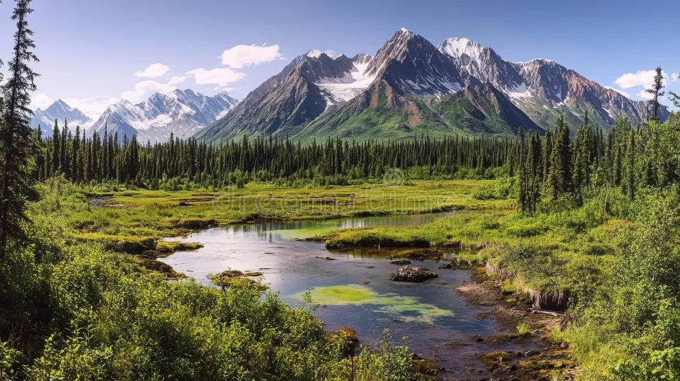 Alaskan mountain tundra terrain