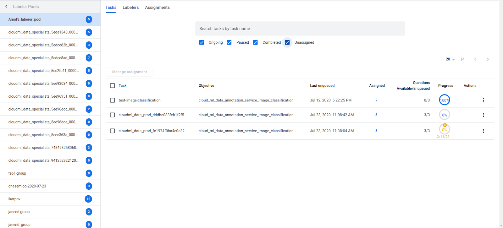 content labeling UI