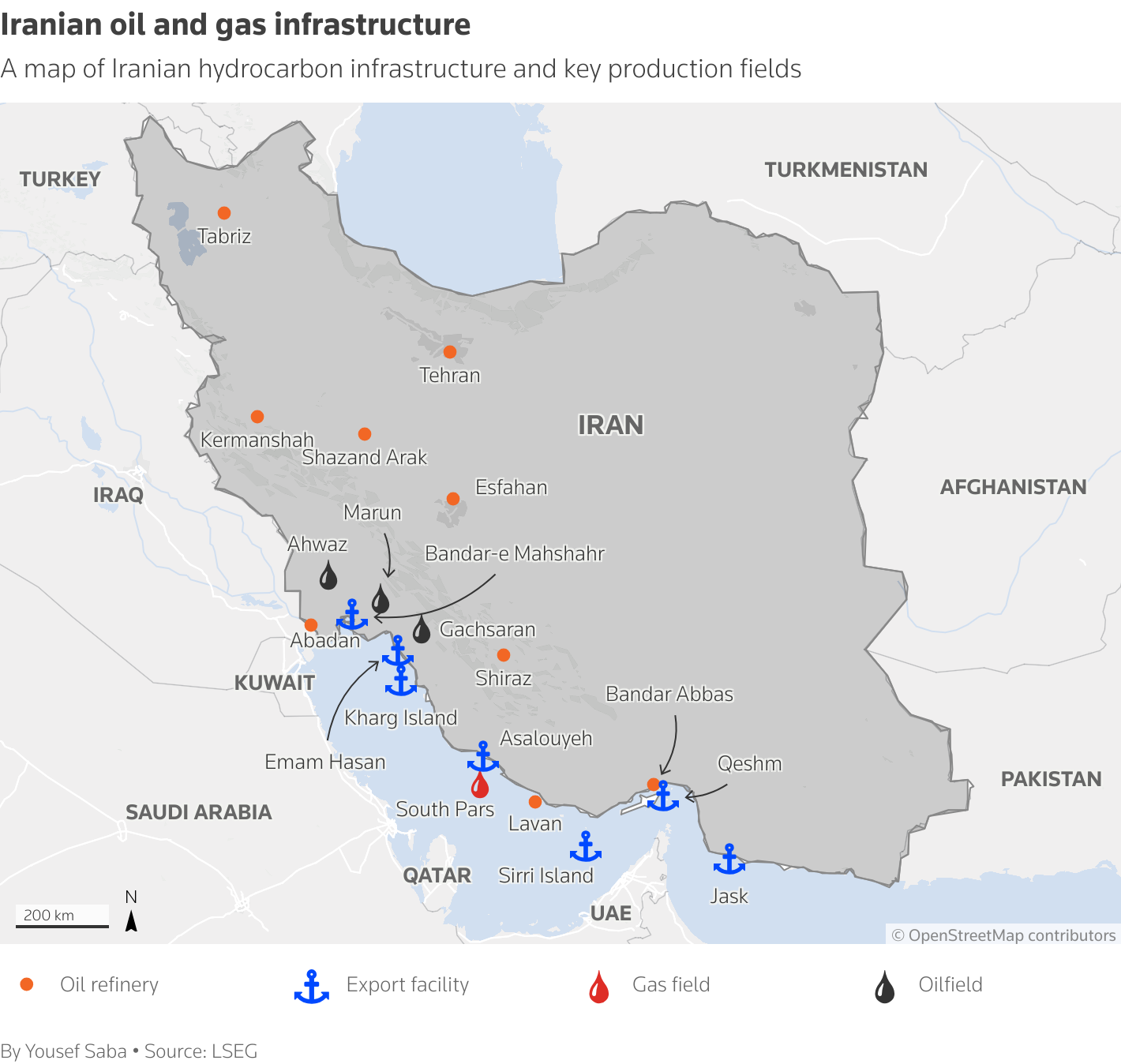 Iranian oil production fields