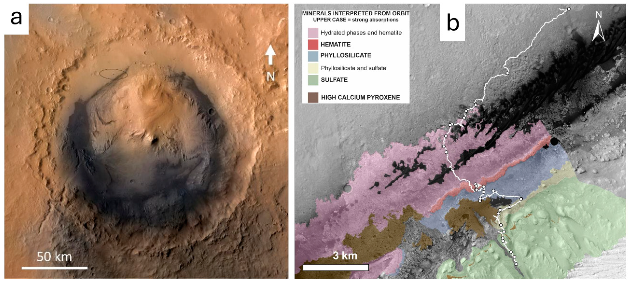 Mars hydrothermal mineral deposits
