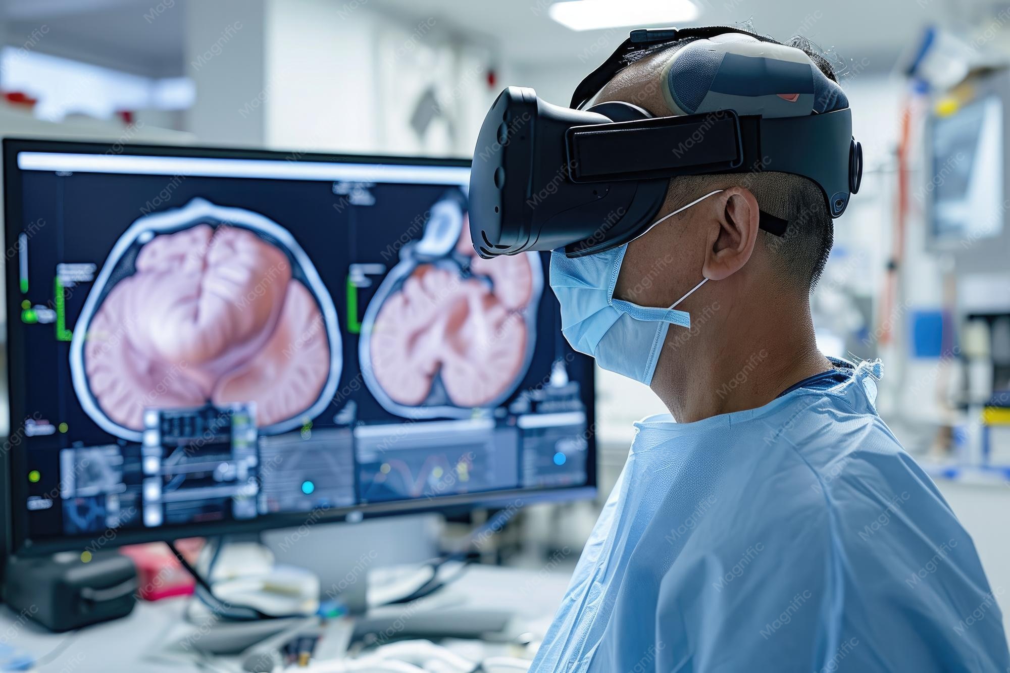 neurosurgeon planning brain surgery screen