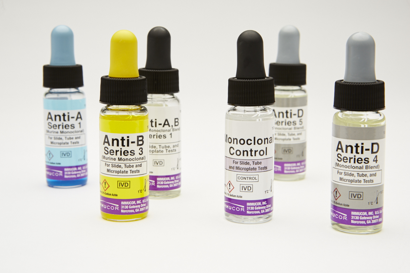Blood typing reagents in a laboratory