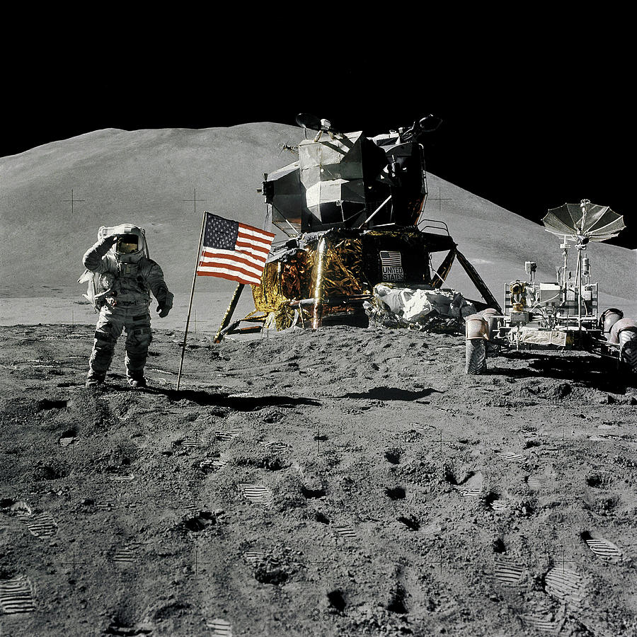 Apollo 15 lunar rover deployment
