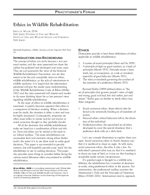 wildlife rehab ethical release decision