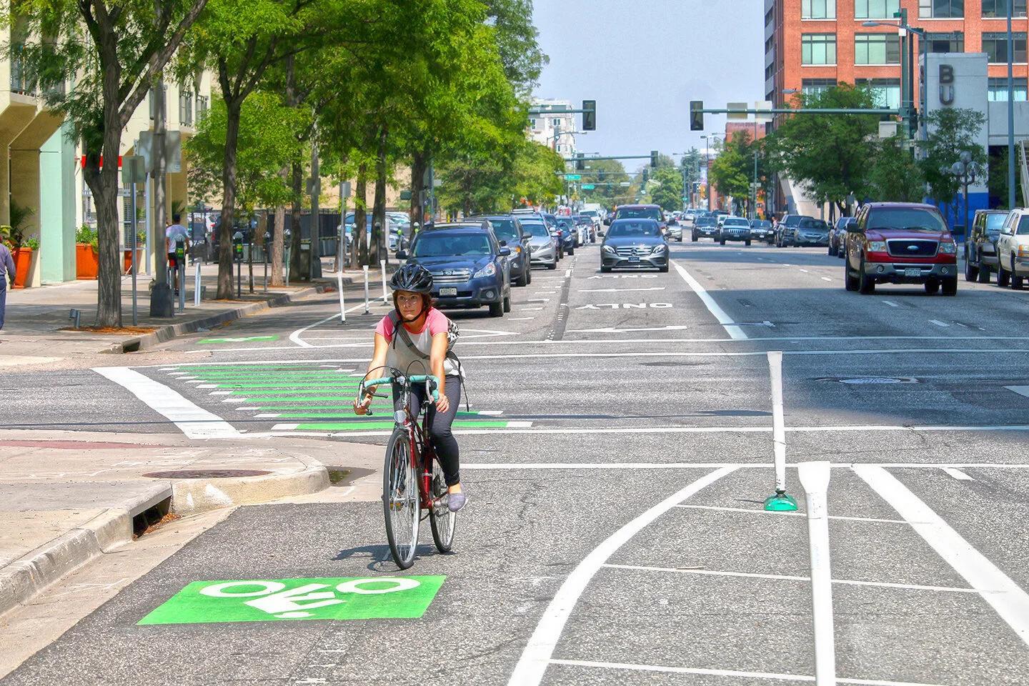 Complete streets protected bike lanes