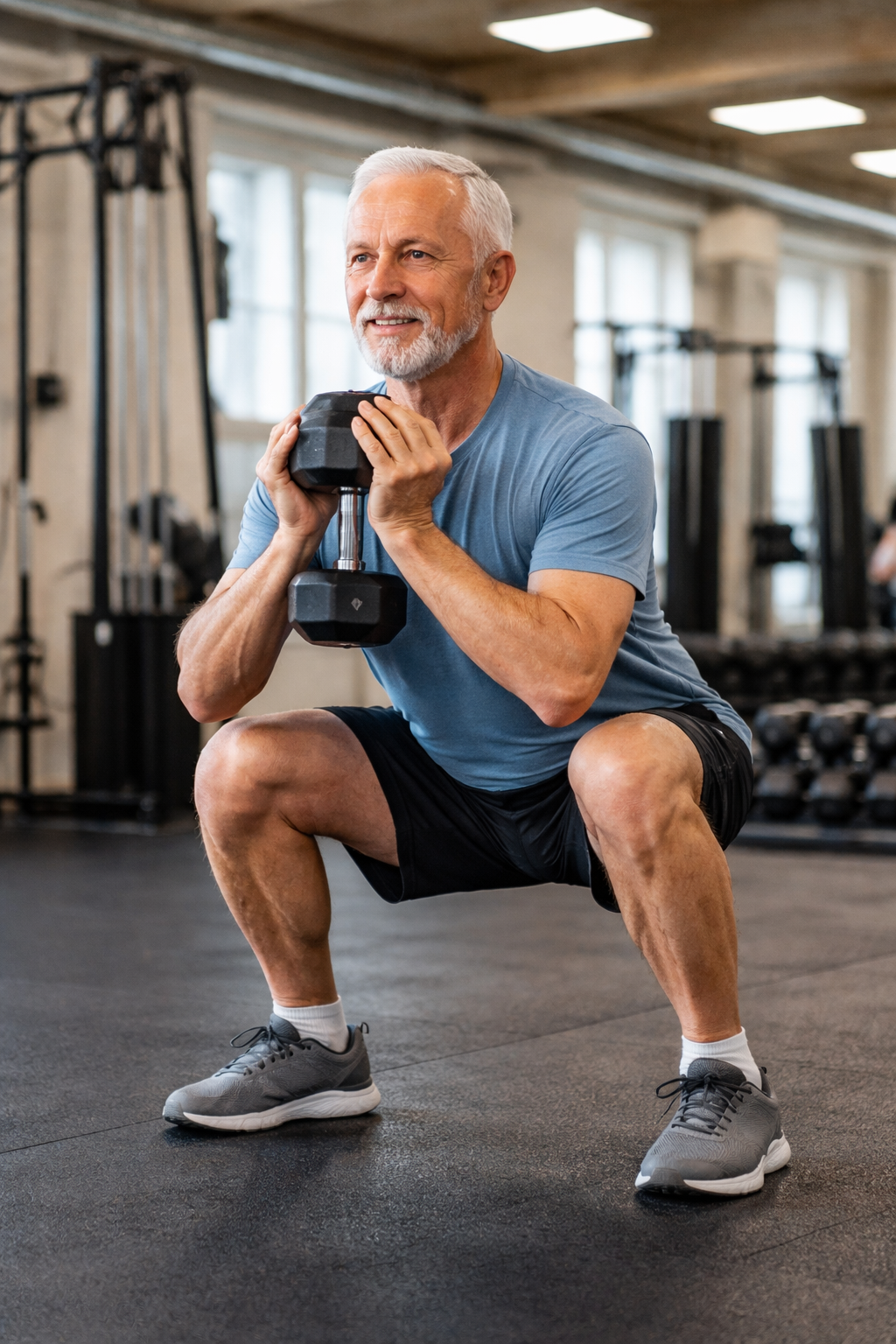 older adults doing goblet squats