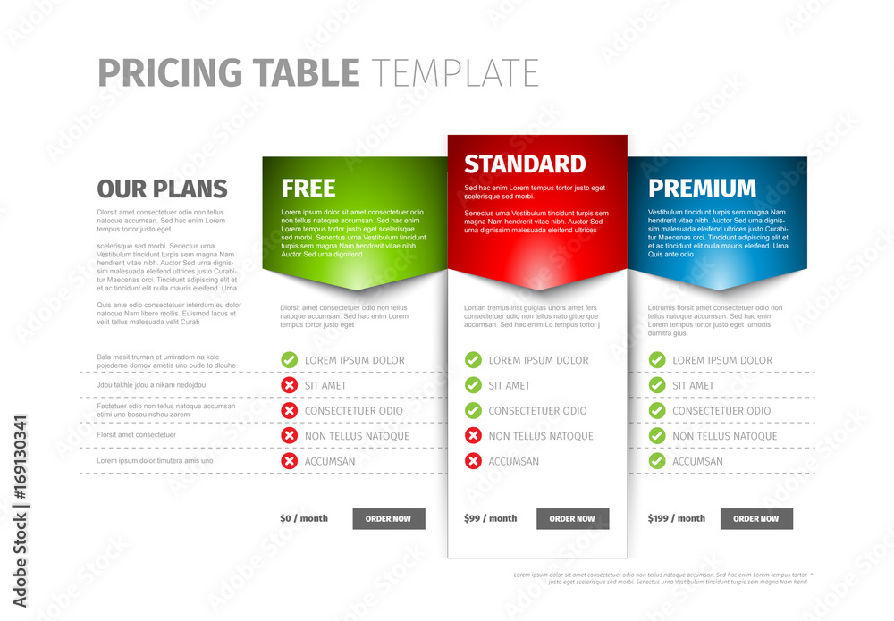 three pricing tiers design