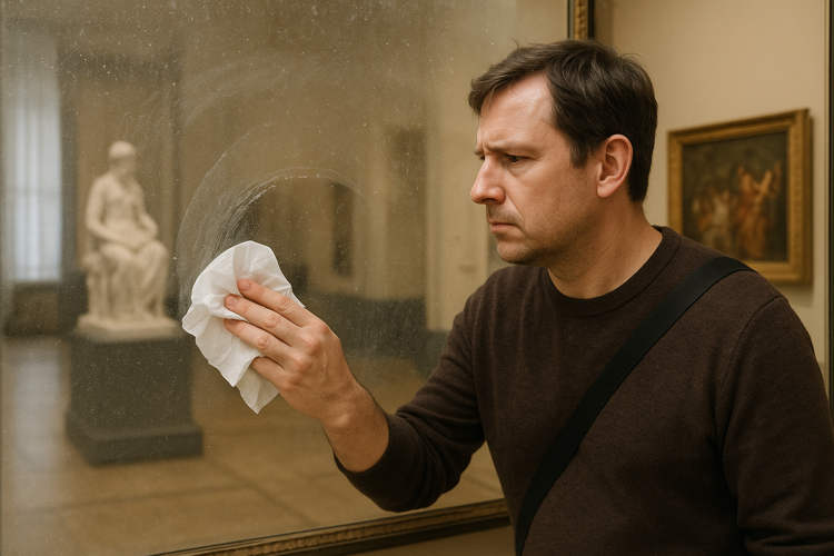 museum mirror cleaning viral video