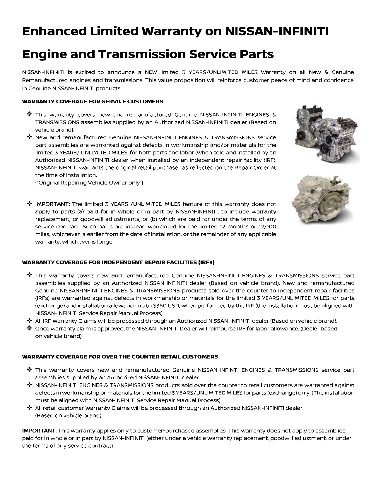 Engine and transmission warranty