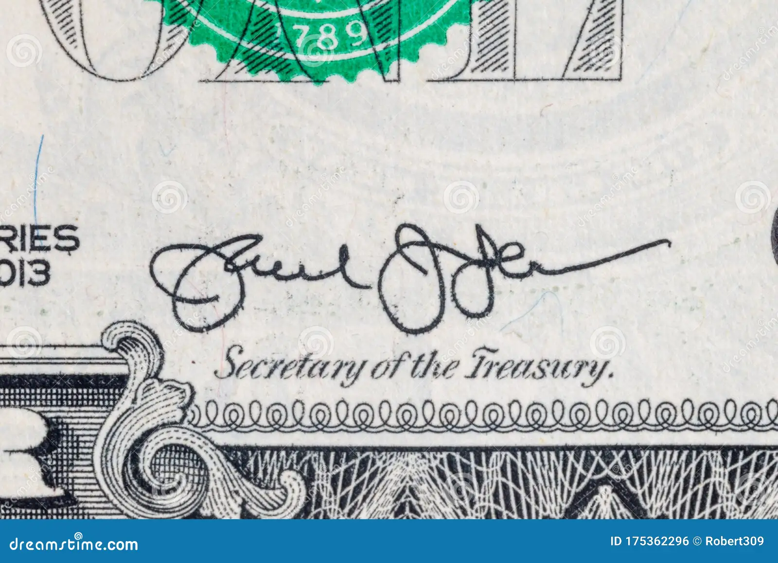Treasury Secretary signature on money