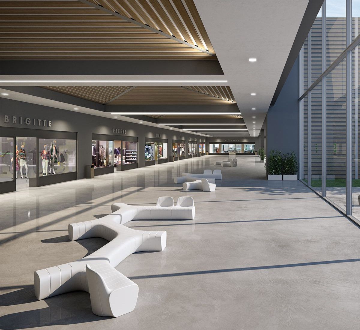 teenagers empty mall benches