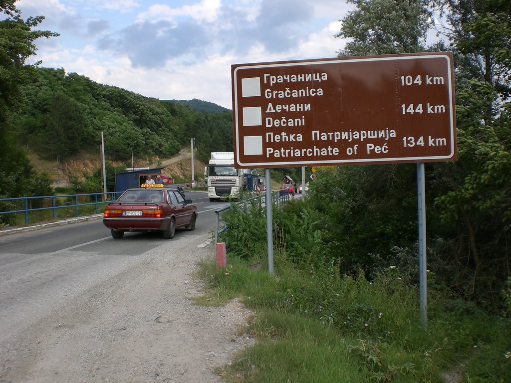 Serbia Kosovo border sign