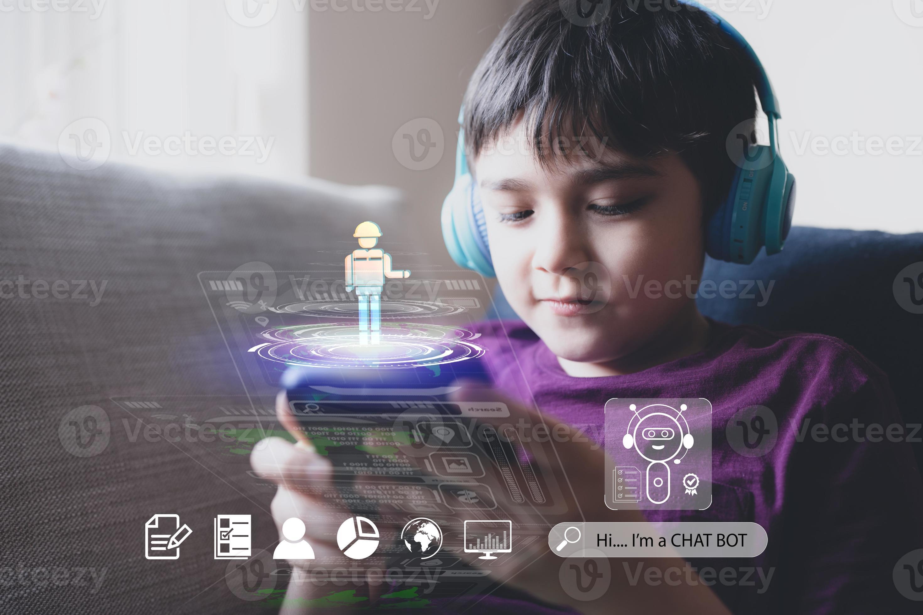 teen boy using chatbot