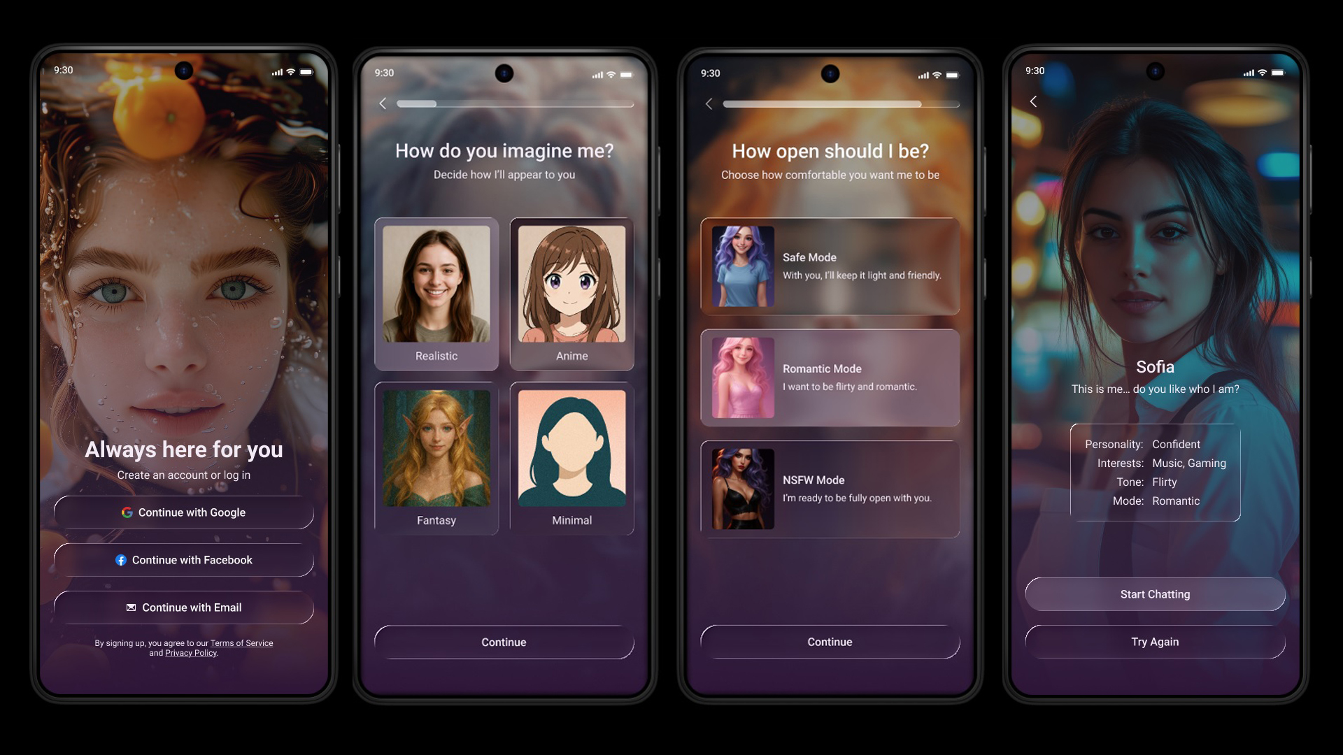 AI girlfriend app interface