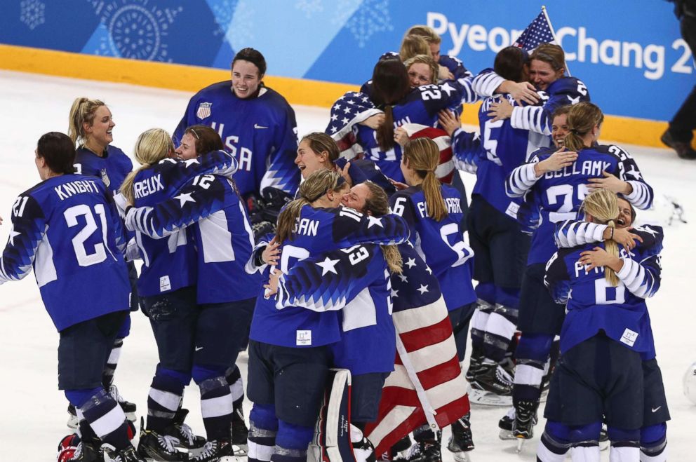US Women's National Hockey Team celebration
