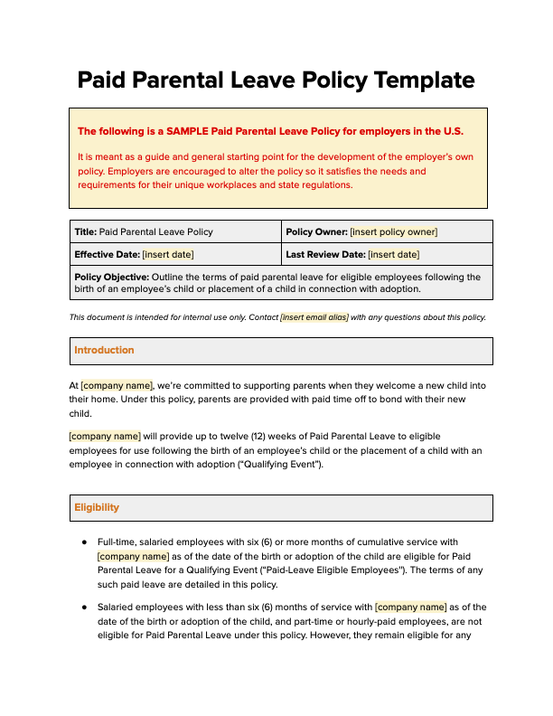 paid parental leave policy